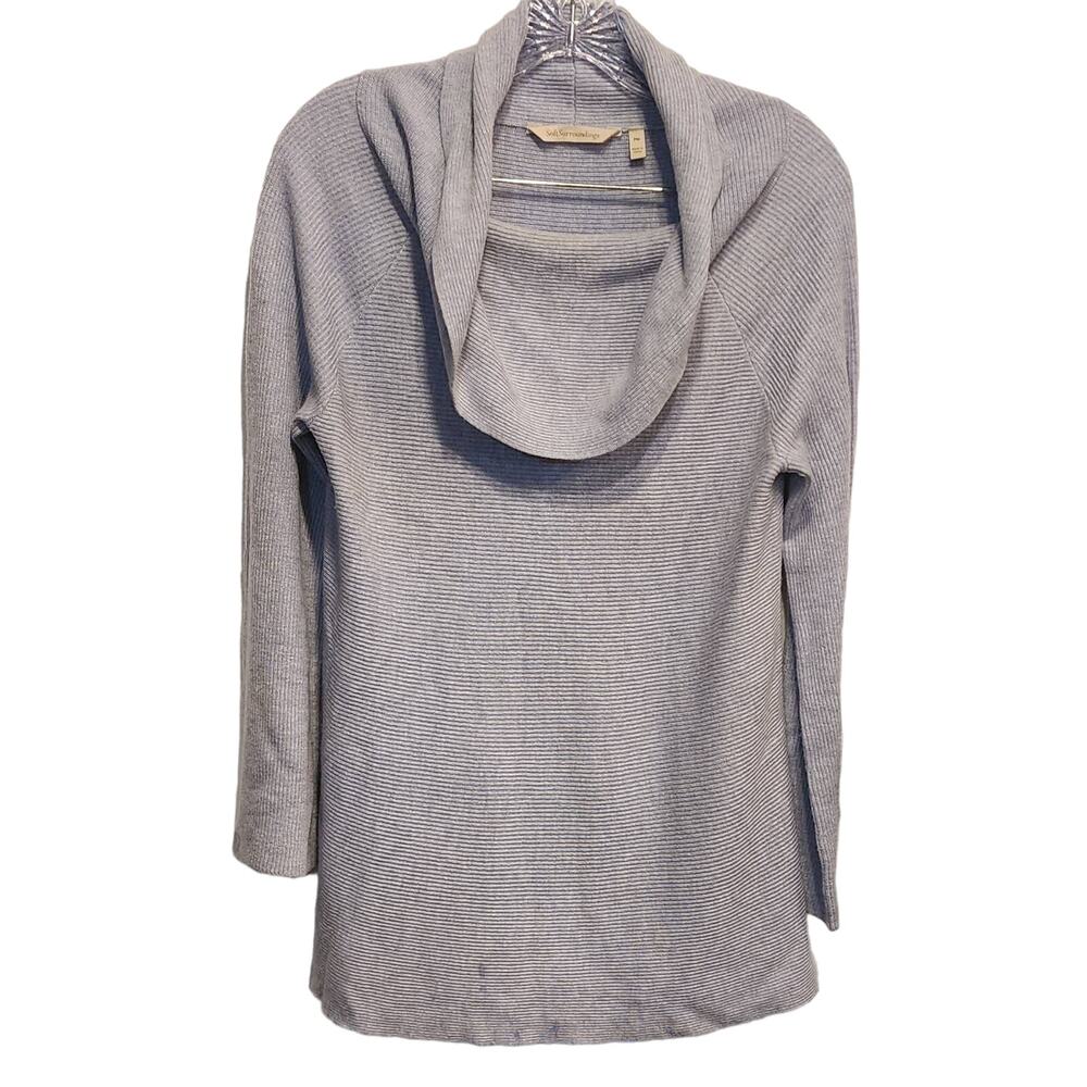 Soft Surroundings Sweater Lilac White Cowl Neck Knit Tunic wool sweater PM